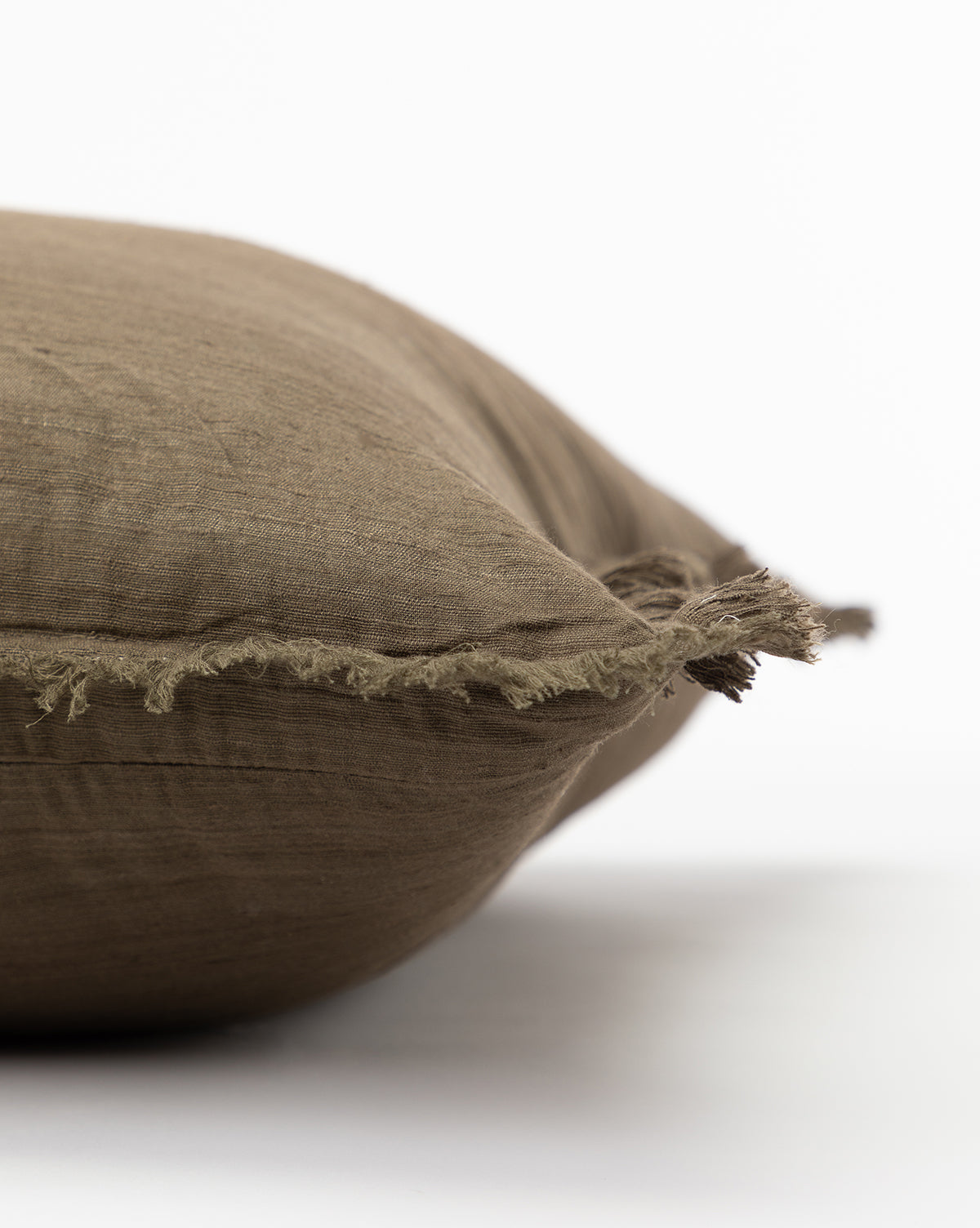 Bela Silk Fringe Pillow Cover  Woven Texture, Charcoal & Sage