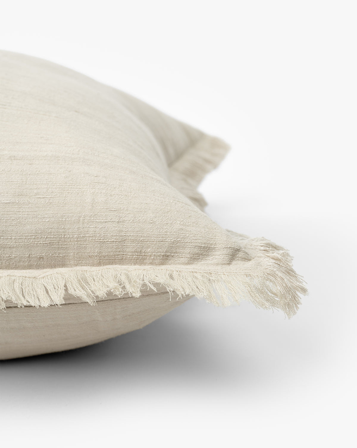 Bela Silk Fringe Pillow Cover  Woven Texture, Charcoal & Sage