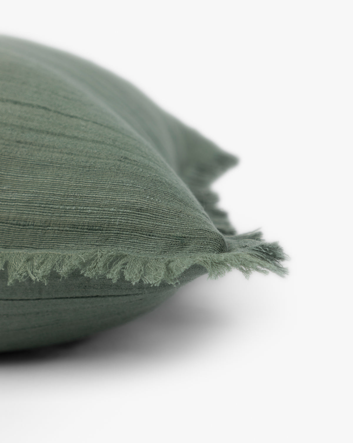 Bela Silk Fringe Pillow Cover  Woven Texture, Charcoal & Sage