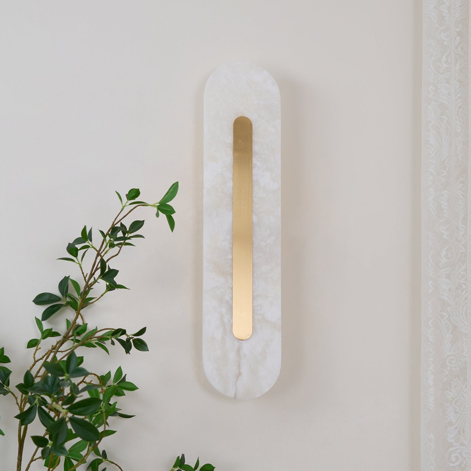 Bello Wandlamp | Wit Albast & Messing, Geïntegreerde LED