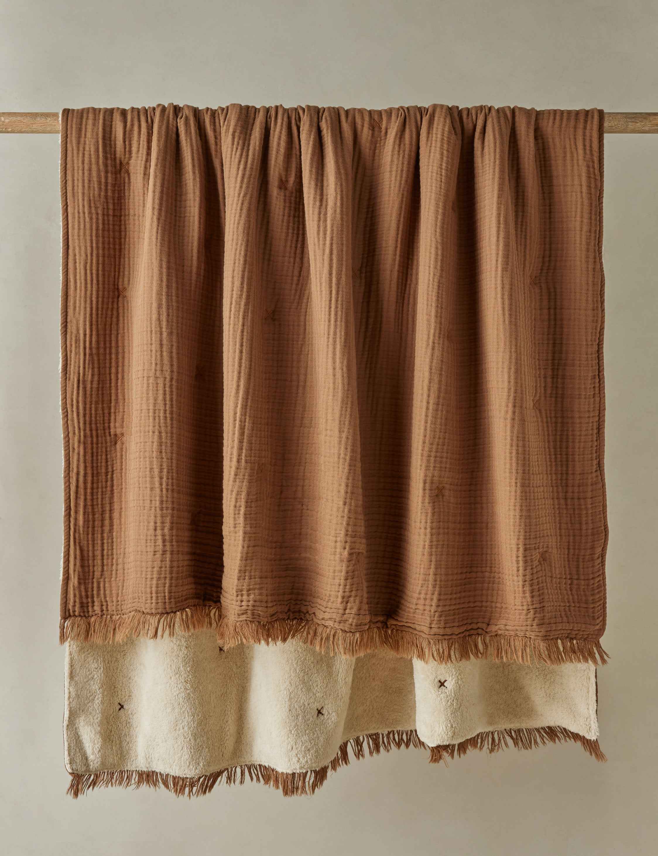 Alera Sherpa Throw | Plush Organic Cotton, Fringed Ends