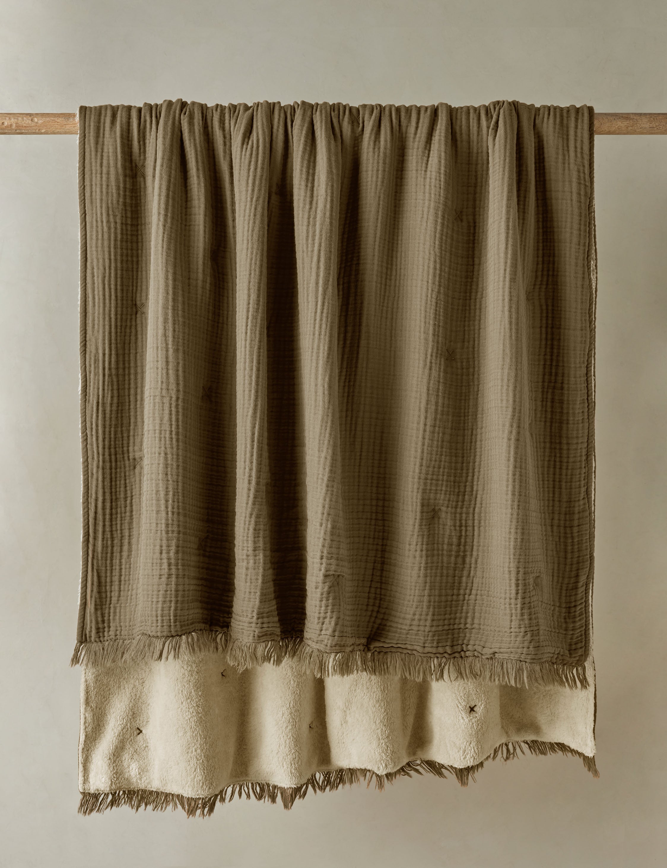 Alera Sherpa Throw | Plush Organic Cotton, Fringed Ends