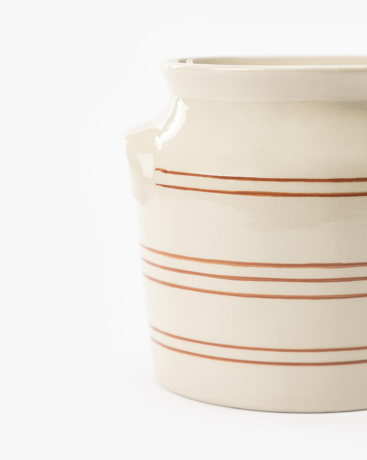 Bello Striped Crock Ceramic Tapered Neck, Neutral Base