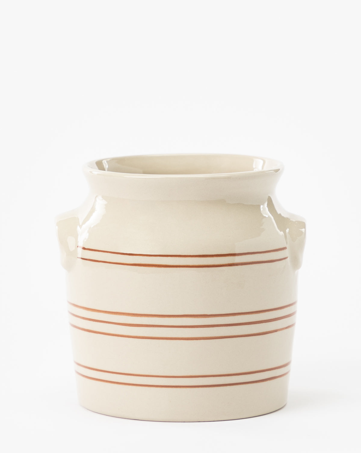 Bello Striped Crock Ceramic Tapered Neck, Neutral Base