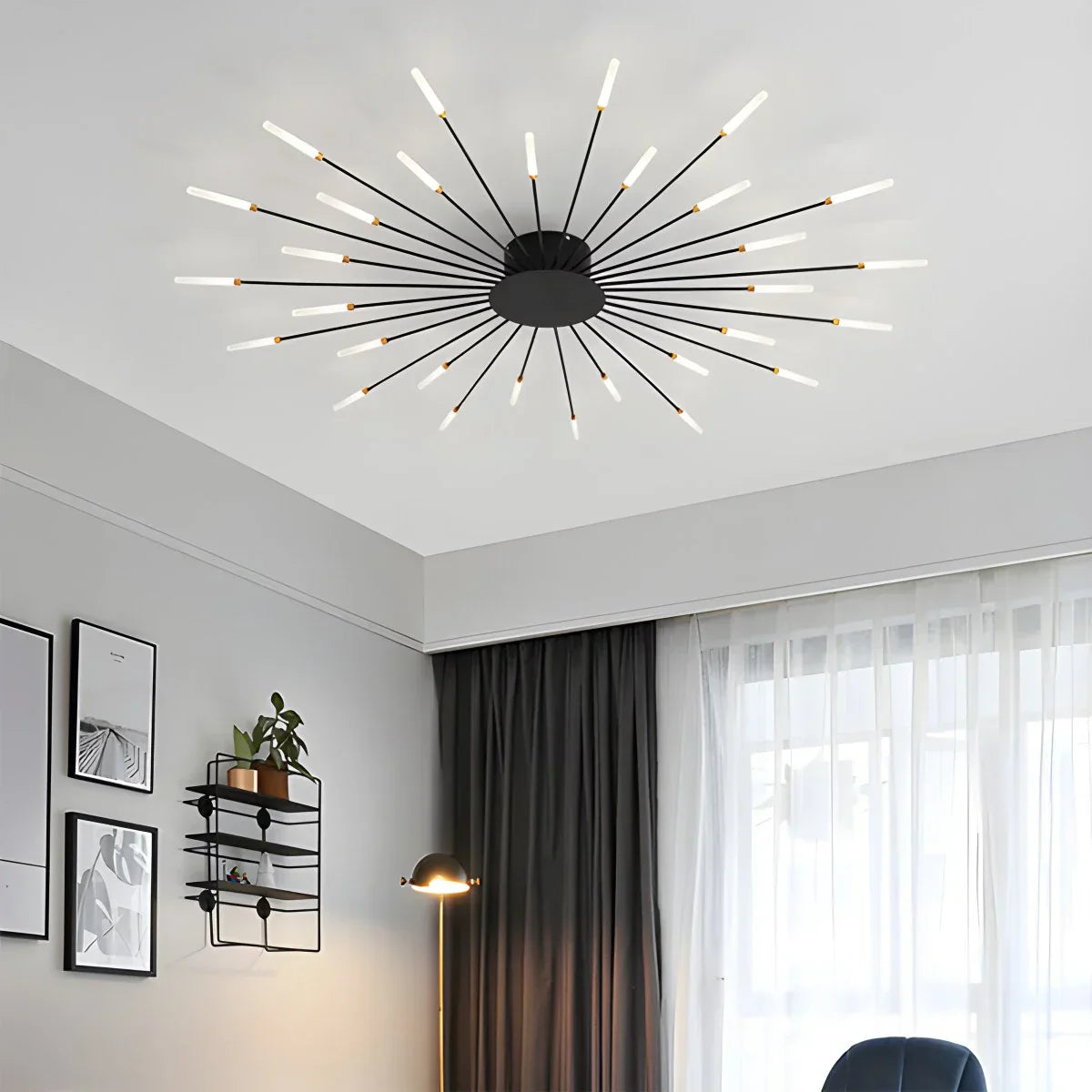 Kora LED Plafondlamp | Dimbaar, Modern Design in Zwart of Goud