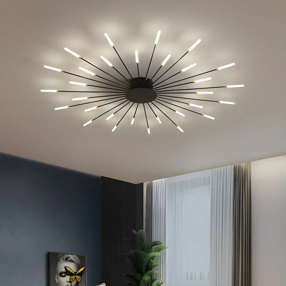 Kora LED Plafondlamp | Dimbaar, Modern Design in Zwart of Goud