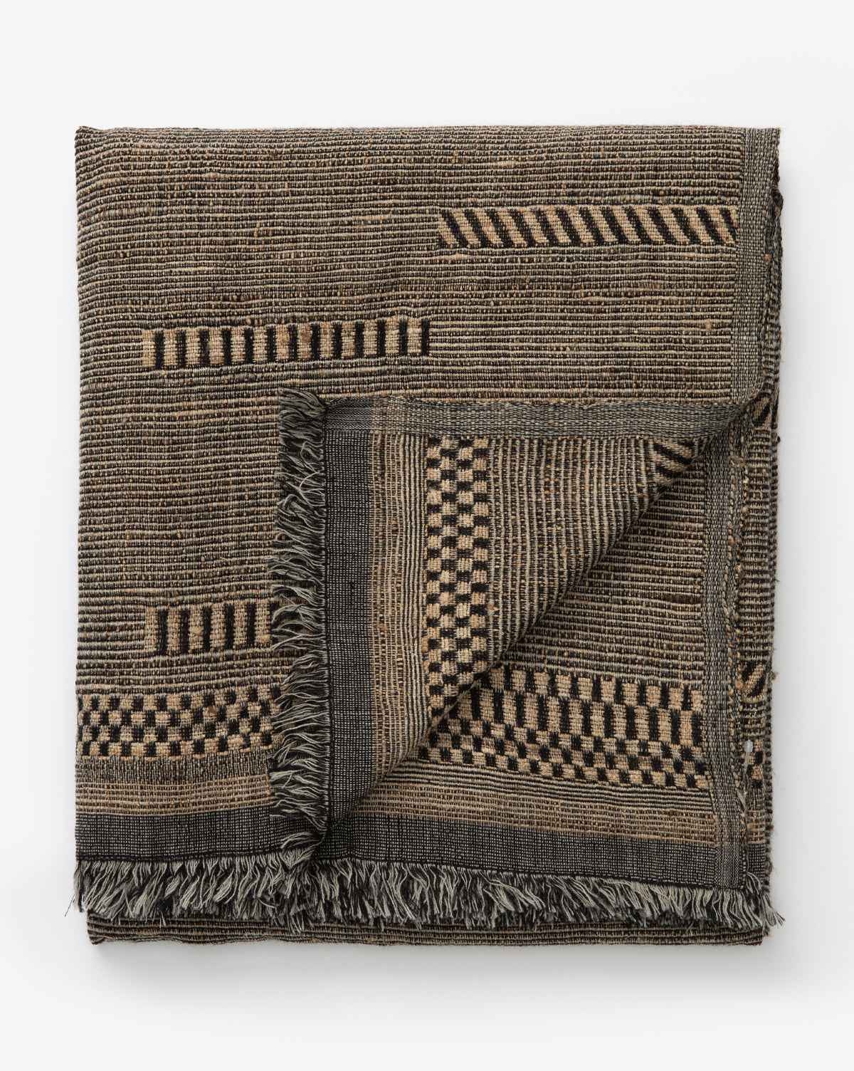 Aveline Woven Throw  Wool & Silk Blend, Neutral Palette