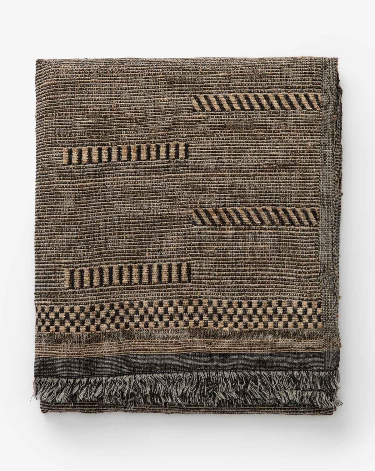 Aveline Woven Throw  Wool & Silk Blend, Neutral Palette