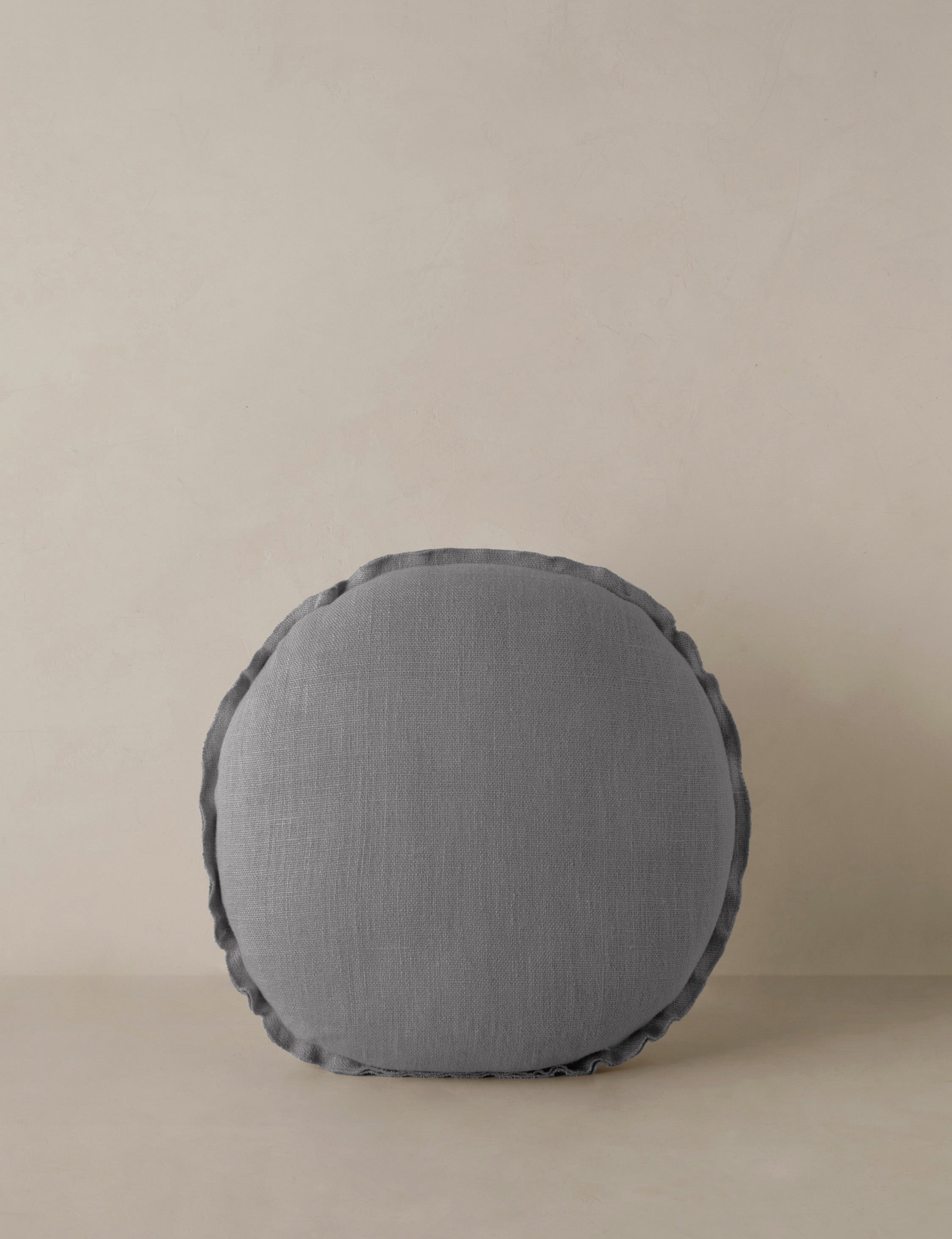 Luno Round Pillow | Linen, Flange Trim