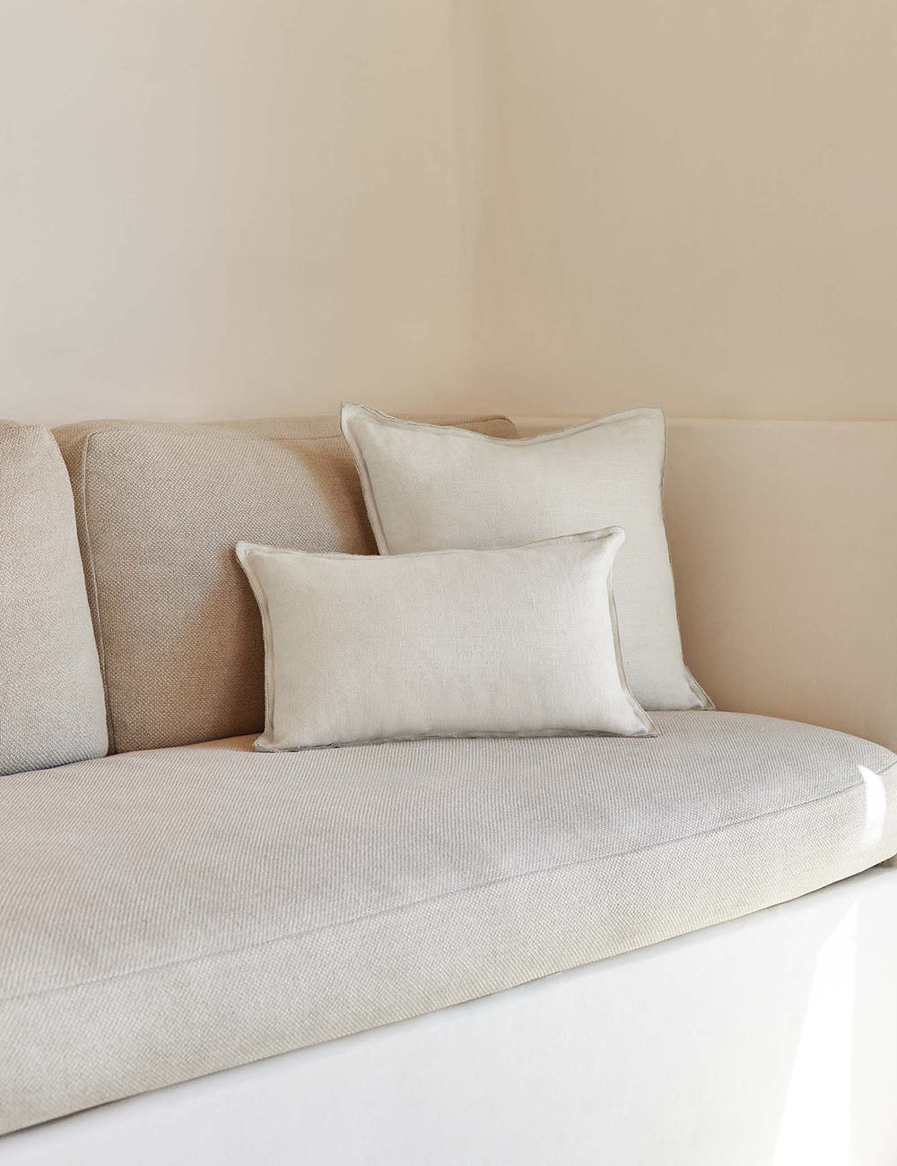 Luna Linen Lumbar Pillow | Superior Long Fiber Flax, Tonal Stitch Detail
