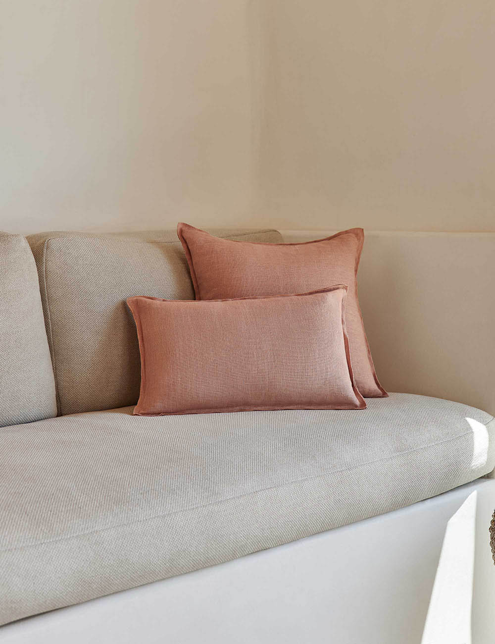 Luna Linen Lumbar Pillow | Superior-Quality Flax, Tonal Stitch Detail