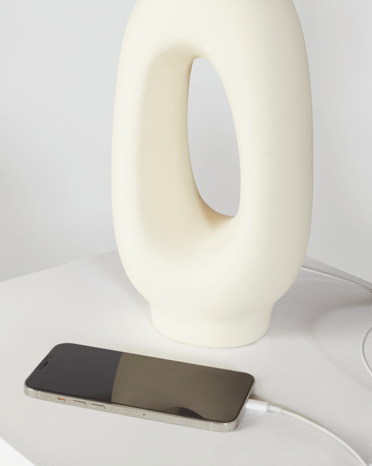 Astra Table Lamp | Cream Ceramic Base, USB-C Charging Port