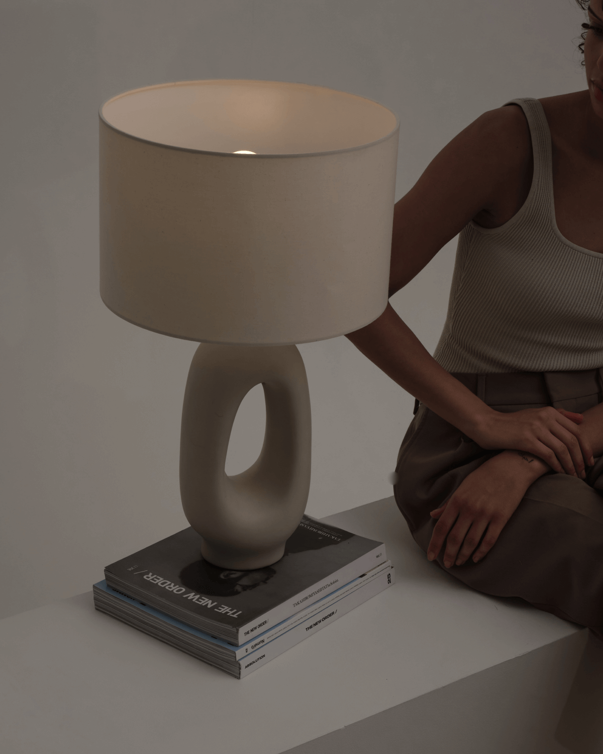 Astra Table Lamp | Cream Ceramic Base, USB-C Charging Port