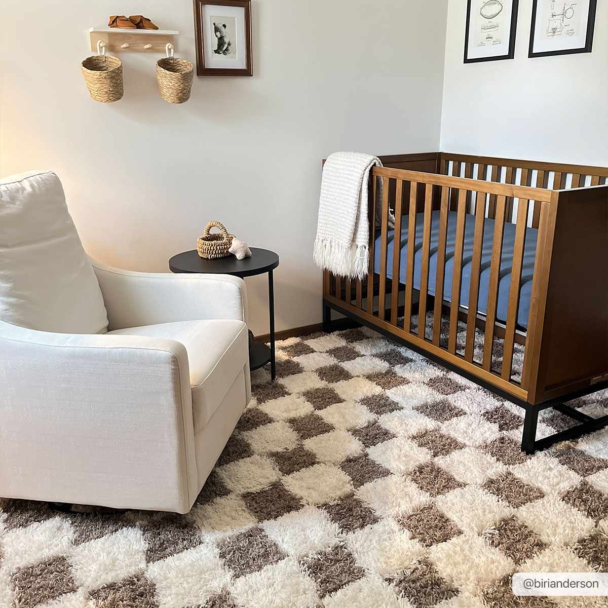 Bello Area Rug  Plush Pile, Machine Woven, Brown Checkered
