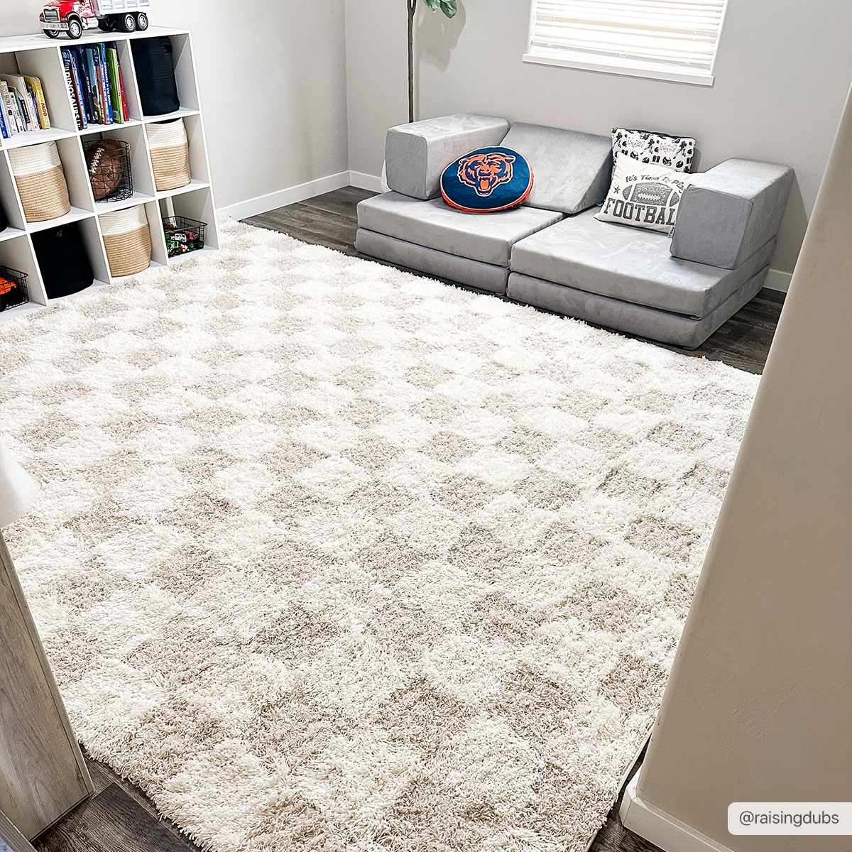Atira Checkered Area Rug  Plush Polypropylene, Contemporary Design