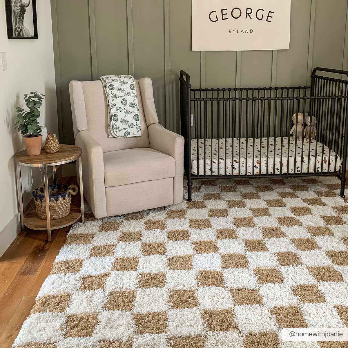 Astra Area Rug  Mustard Checkered, Plush Pile, Machine Woven