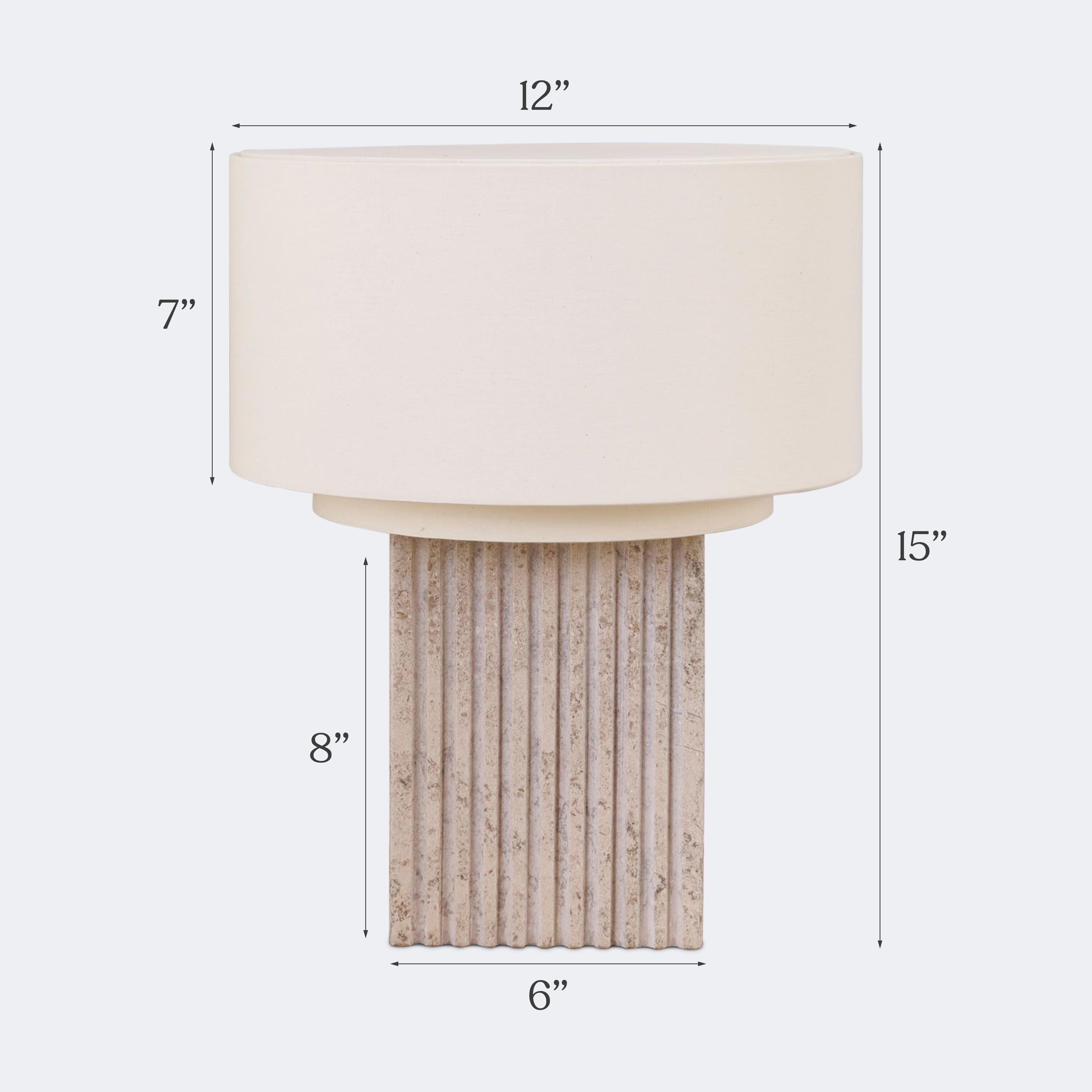 Aurelia Table Lamp | Fluted Travertine Base, Linen Shade