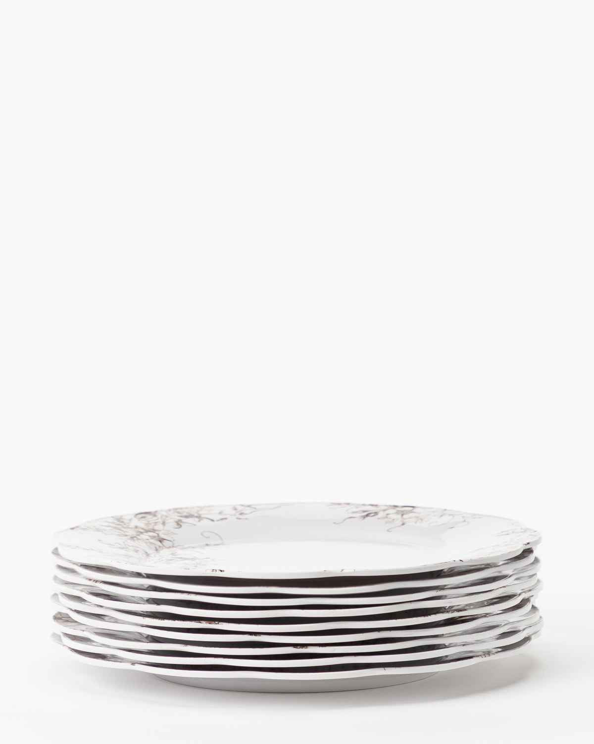 Bela Dinner Plates Set of 4 Melamine with Scalloped Edges