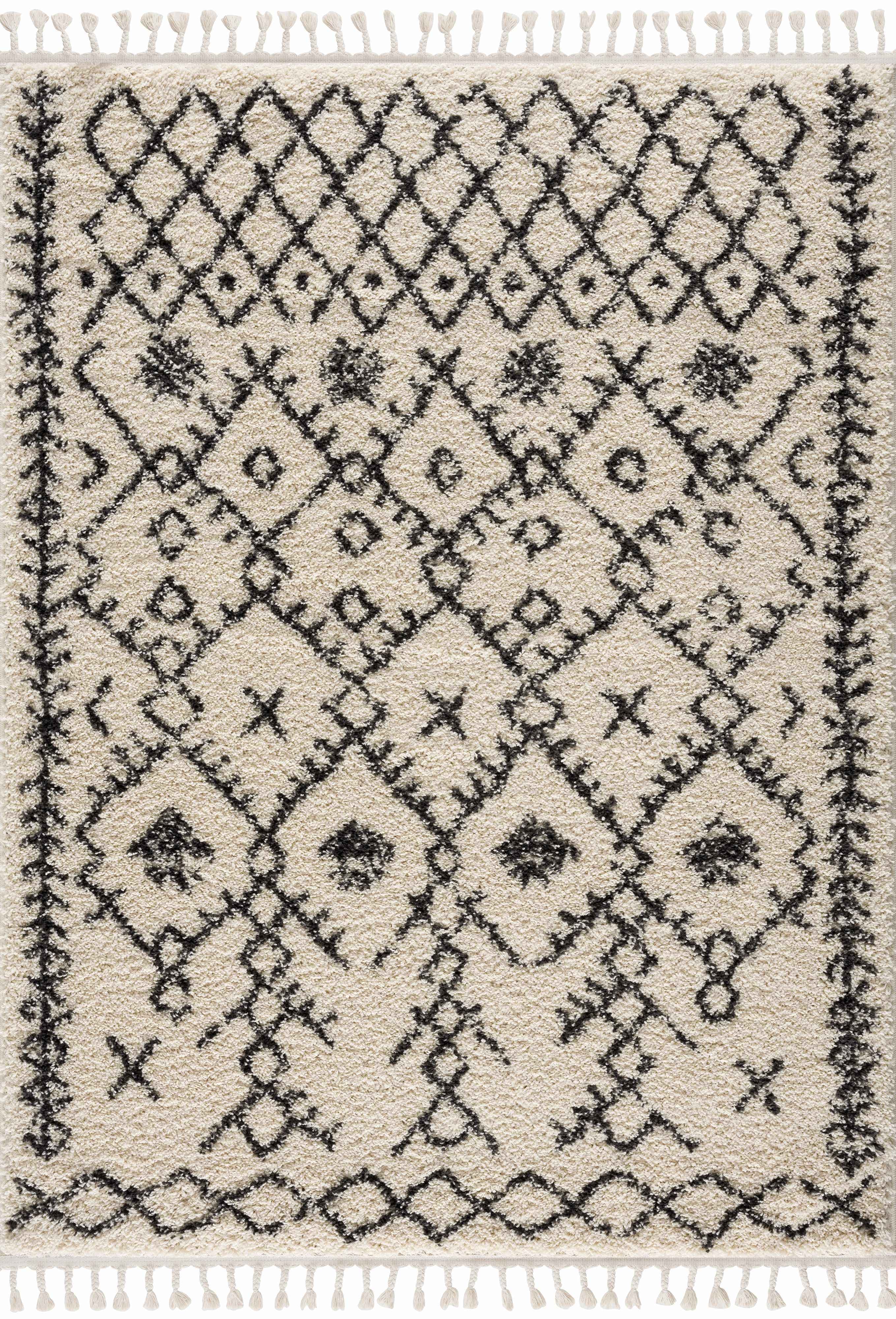 Bello Plush Area Rug  Machine Woven  Charcoal/Beige