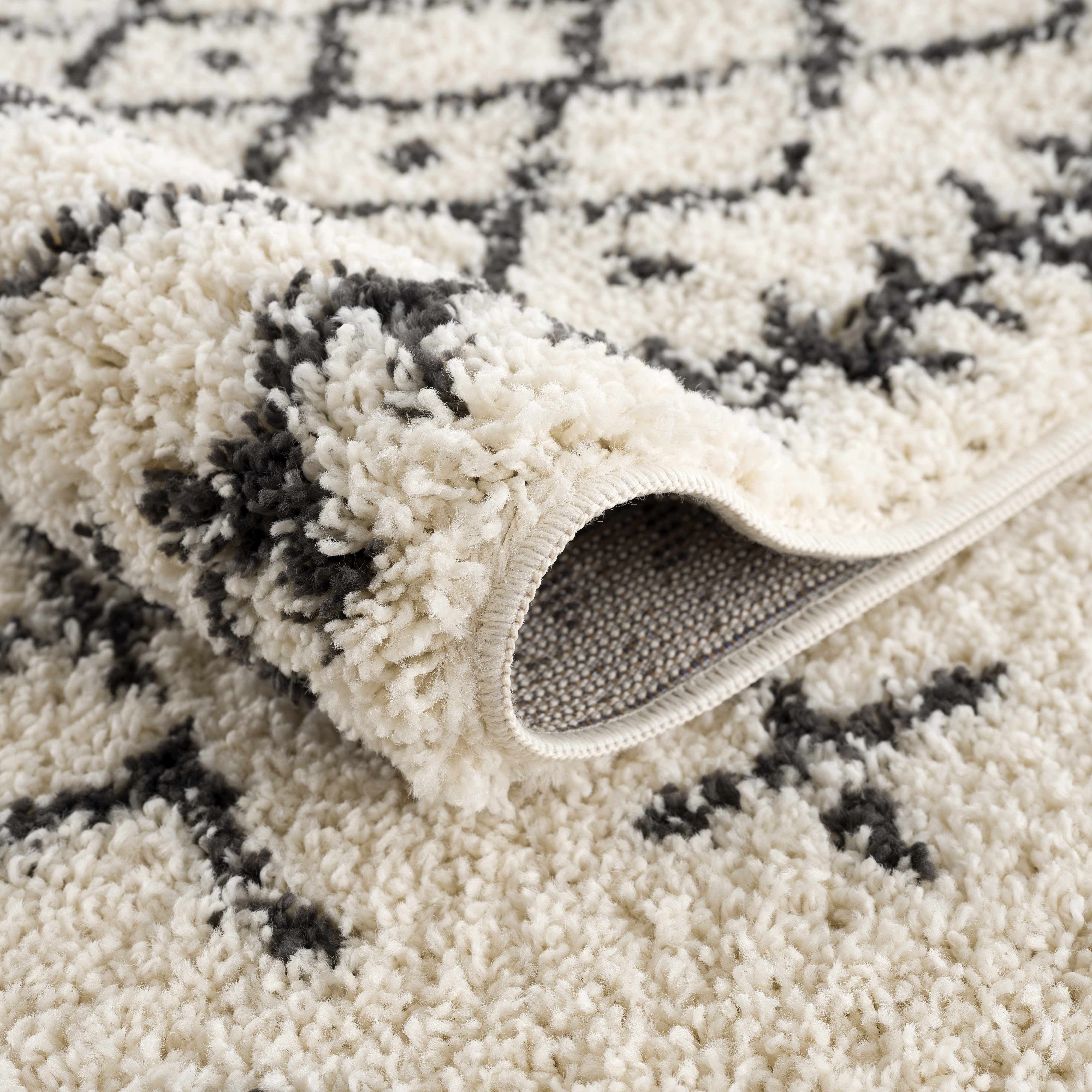 Bello Plush Area Rug  Machine Woven  Charcoal/Beige