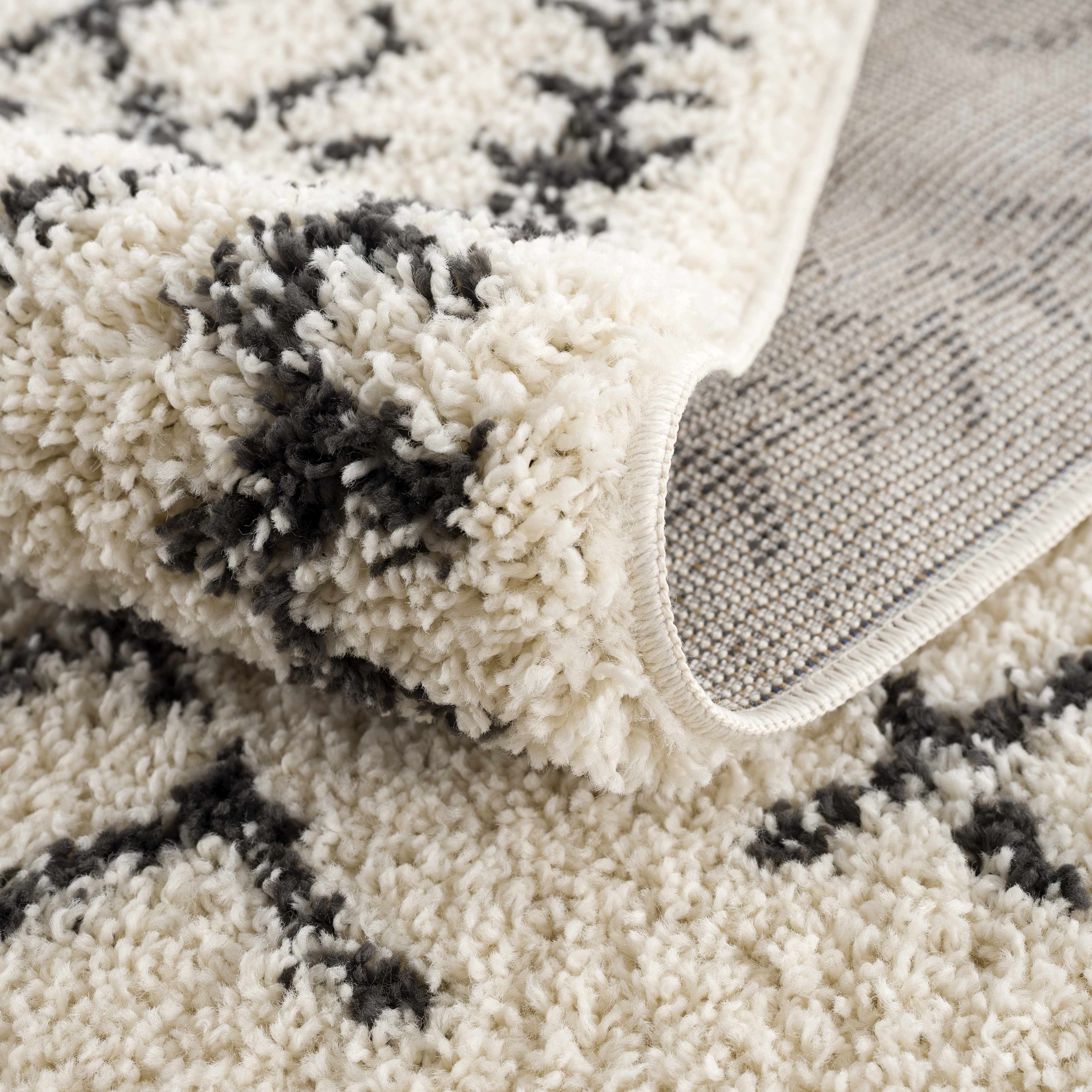 Bello Plush Area Rug  Machine Woven  Charcoal/Beige