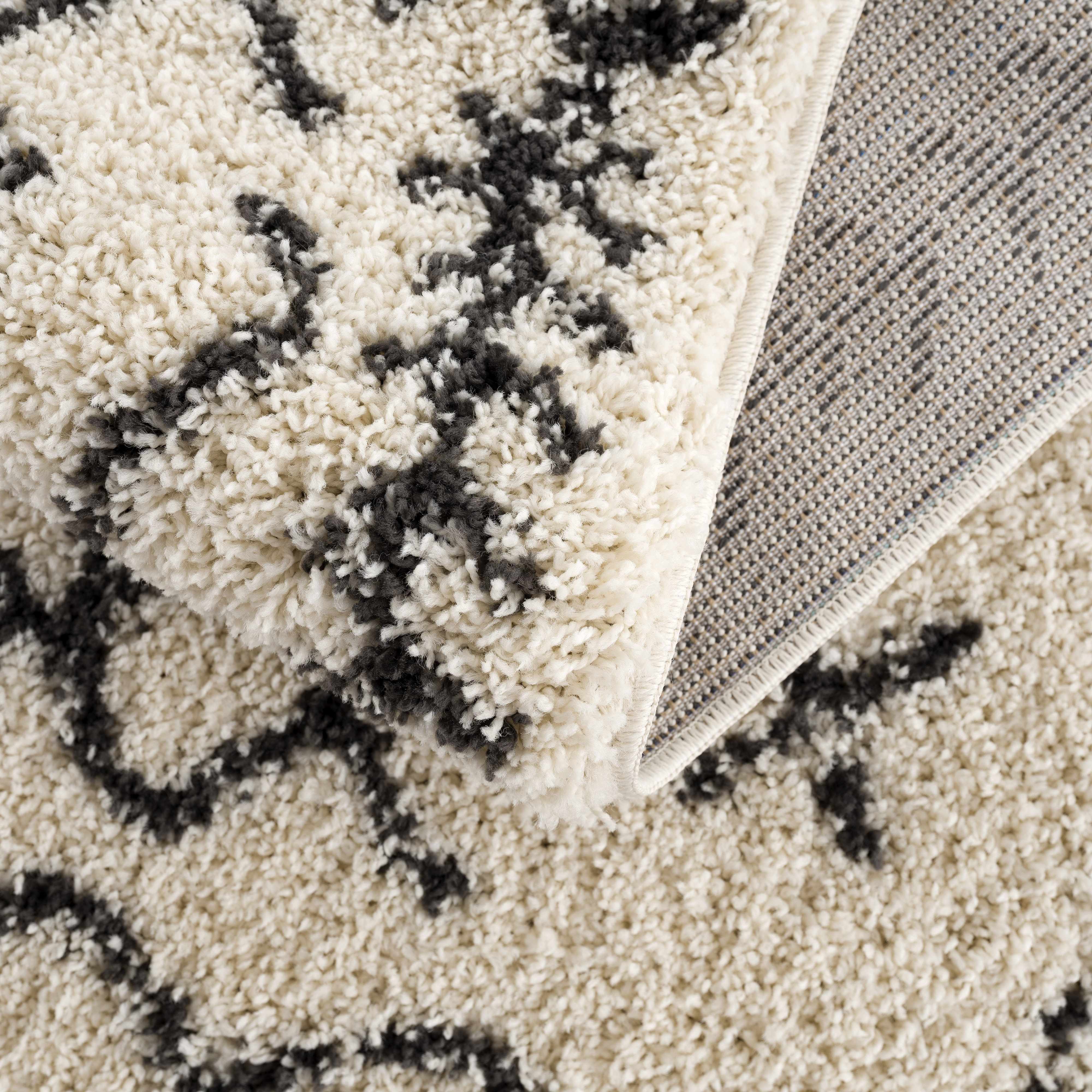 Bello Plush Area Rug  Machine Woven  Charcoal/Beige