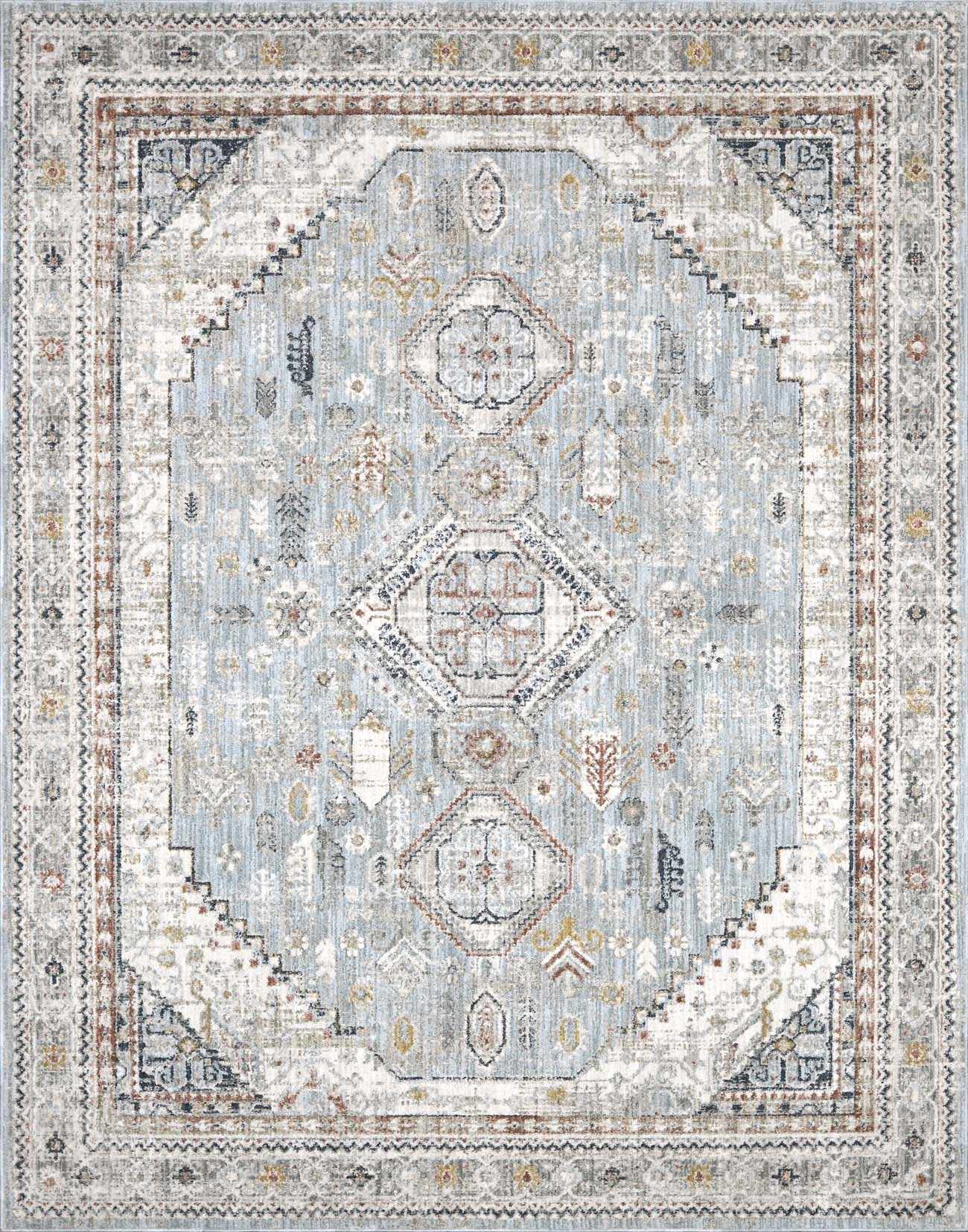 Kairo Area Rug Medium Pile 100% Polyester Ice Blue Charcoal