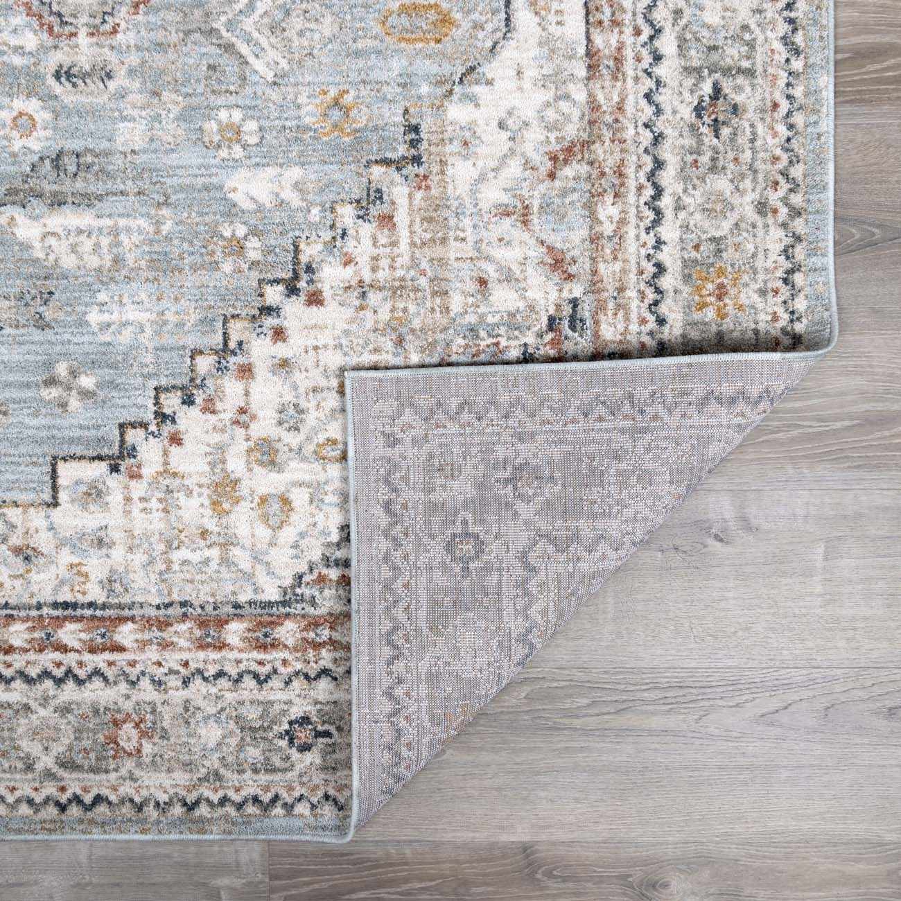 Kairo Area Rug Medium Pile 100% Polyester Ice Blue Charcoal