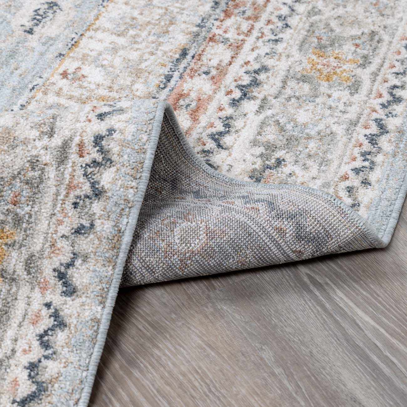 Kairo Area Rug Medium Pile 100% Polyester Ice Blue Charcoal