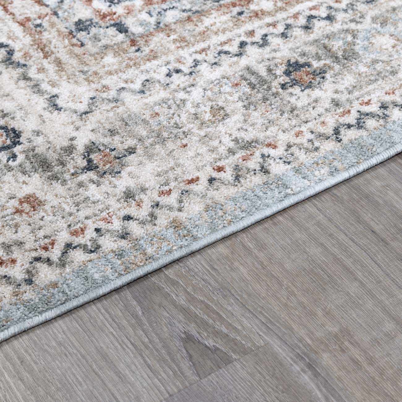 Kairo Area Rug Medium Pile 100% Polyester Ice Blue Charcoal