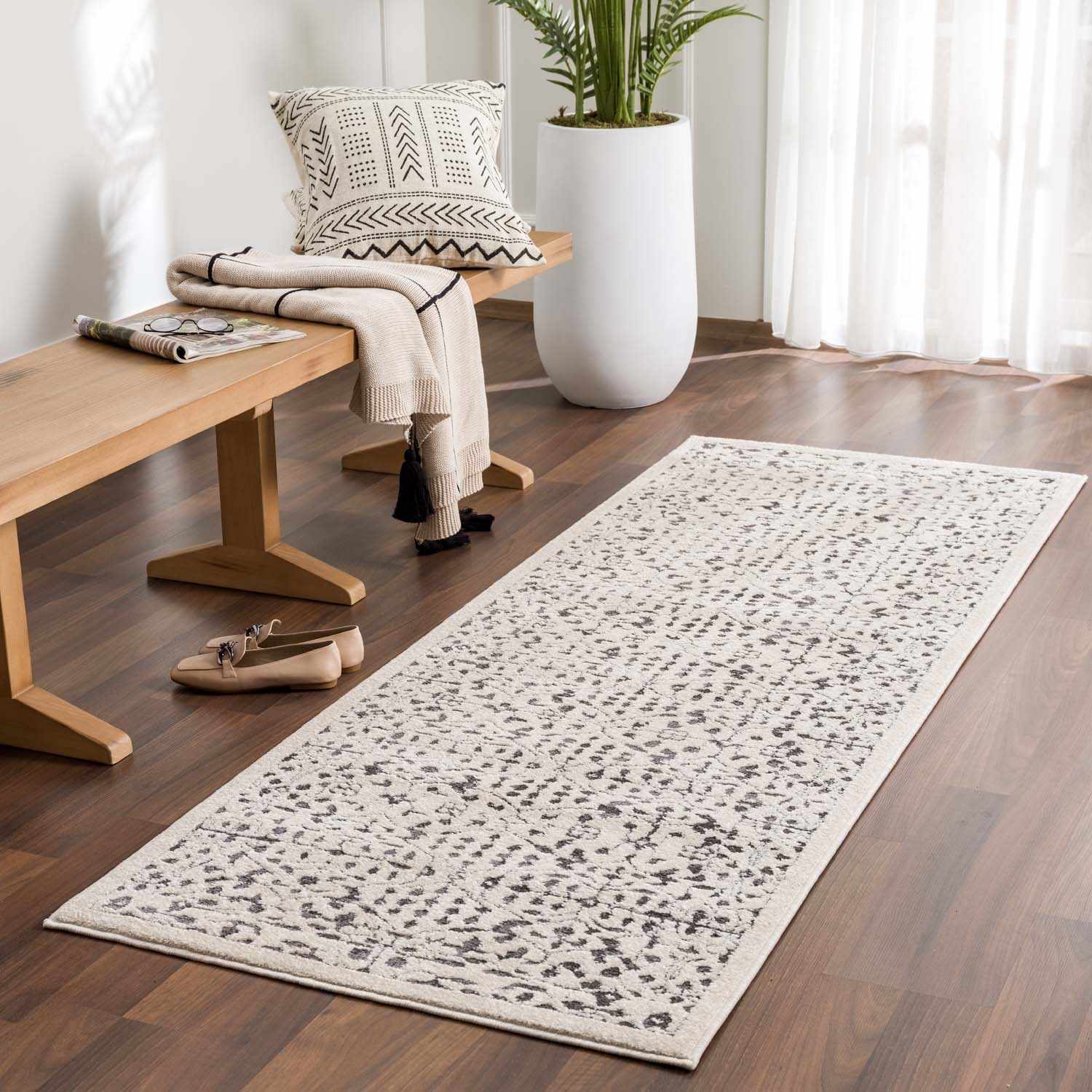 Sable Area Rug  Machine Woven  Medium Pile  Charcoal Beige