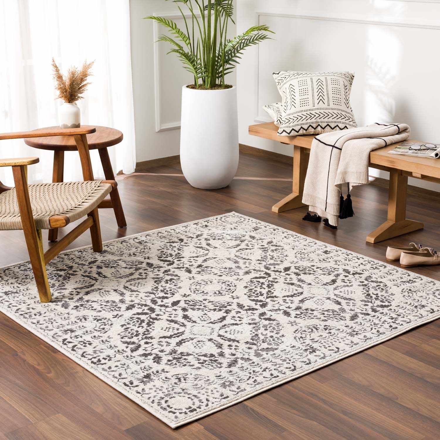 Milo Area Rug Machine Woven 60% Polypropylene Charcoal Gray