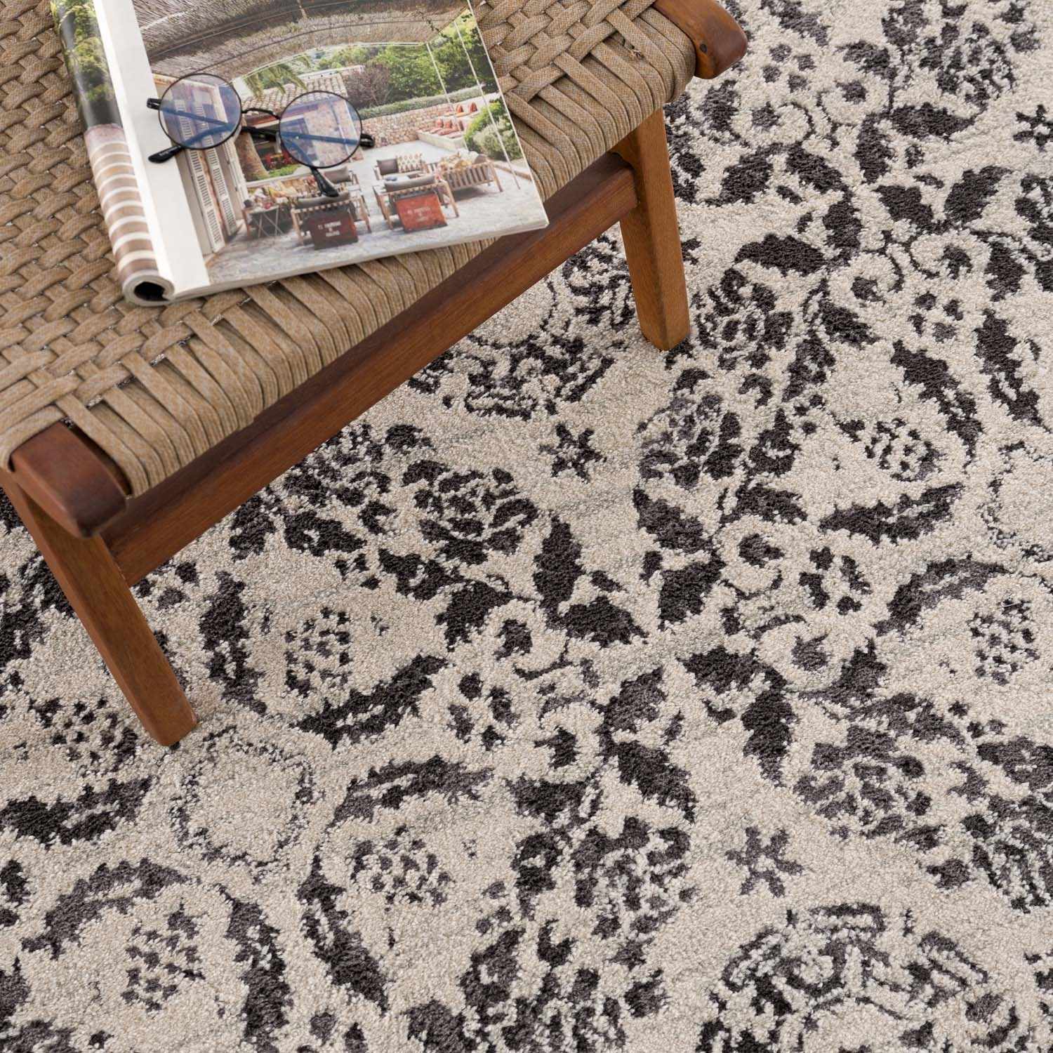 Milo Area Rug Machine Woven 60% Polypropylene Charcoal Gray