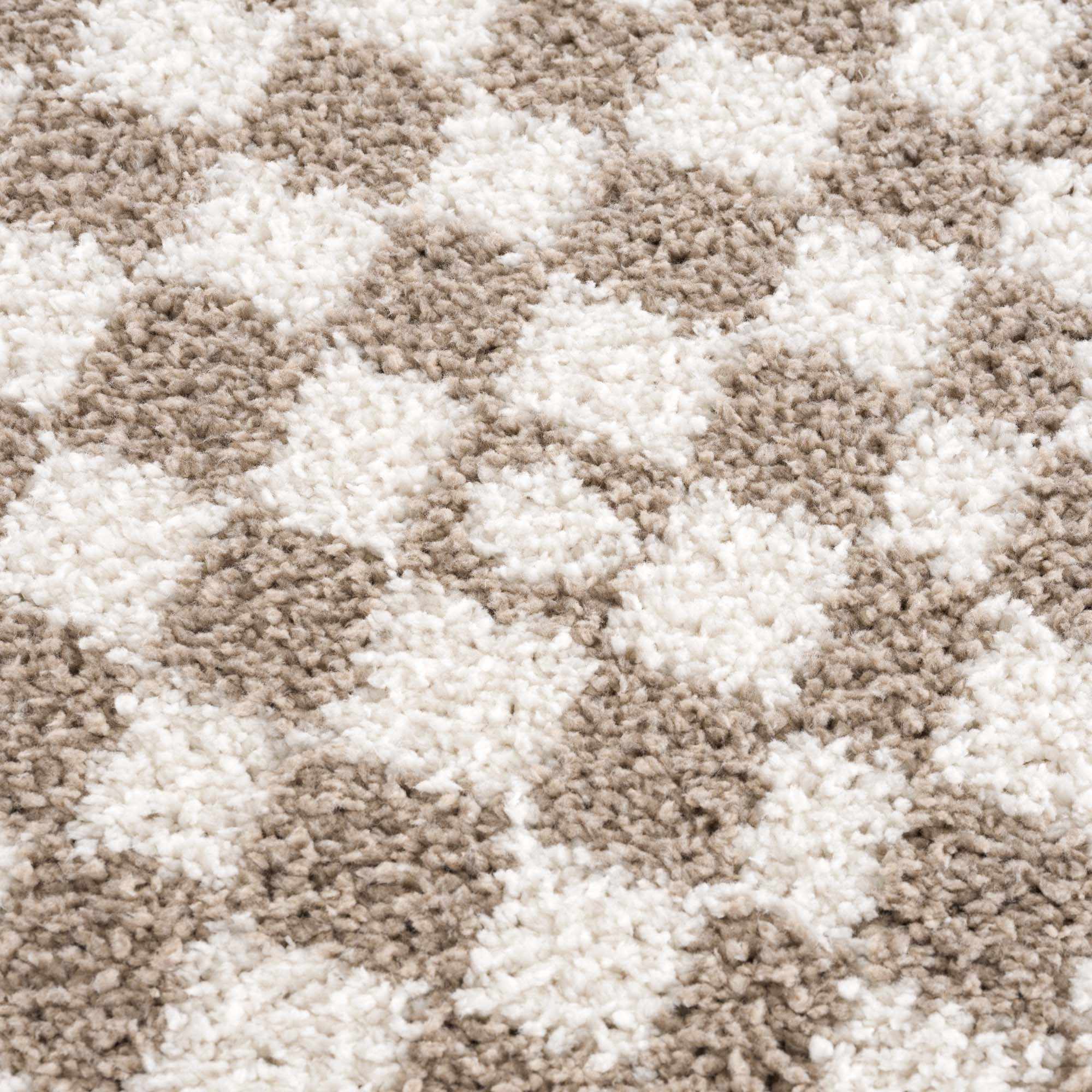 Kairo Checkered Shag Rug  Plush Pile, 100% Polyester, Machine Woven