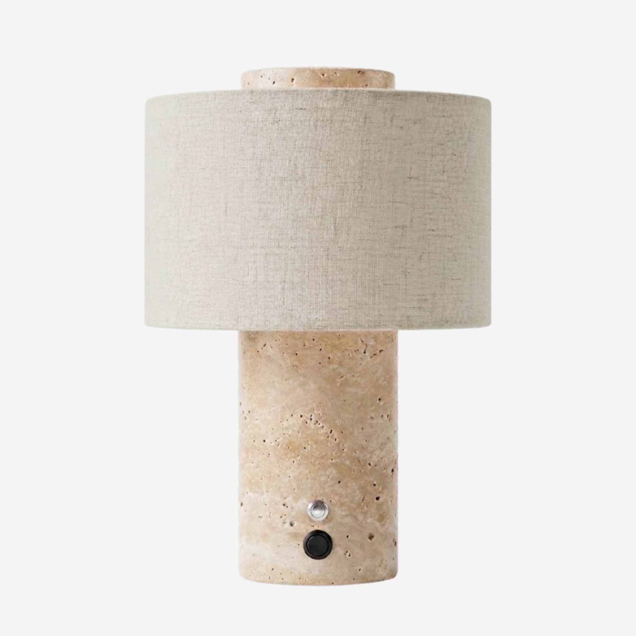Bello Portable Table Lamp | Travertine Base, Wireless & Rechargeable