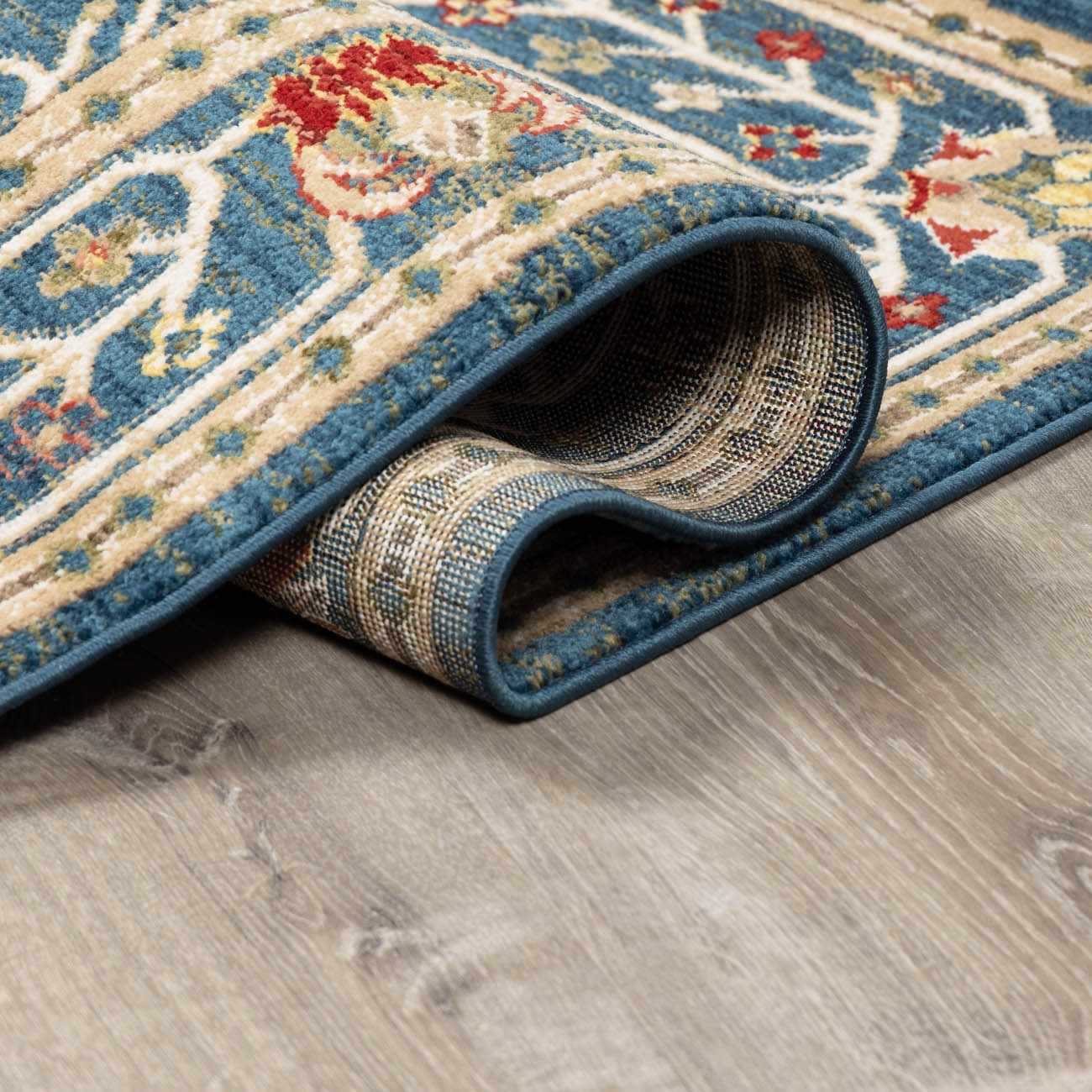 Brio Area Rug  Navy Blue Damask, Machine Woven Polypropylene