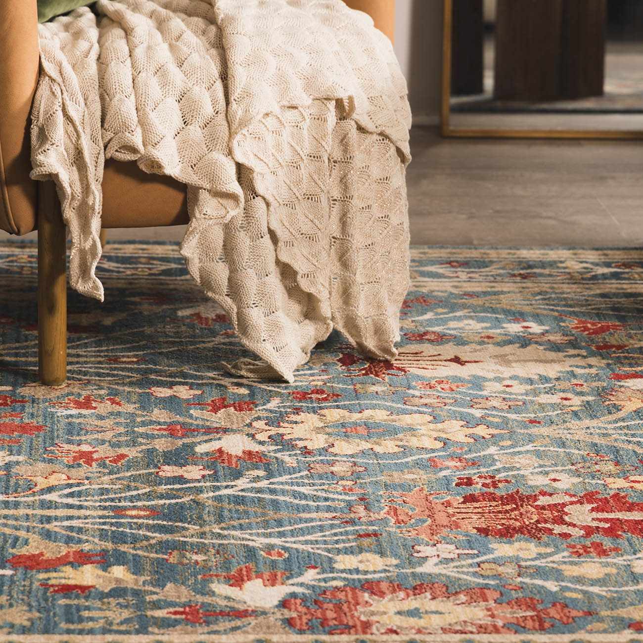 Brio Area Rug  Navy Blue Damask, Machine Woven Polypropylene