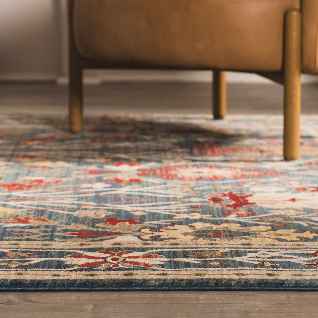 Brio Area Rug  Navy Blue Damask, Machine Woven Polypropylene