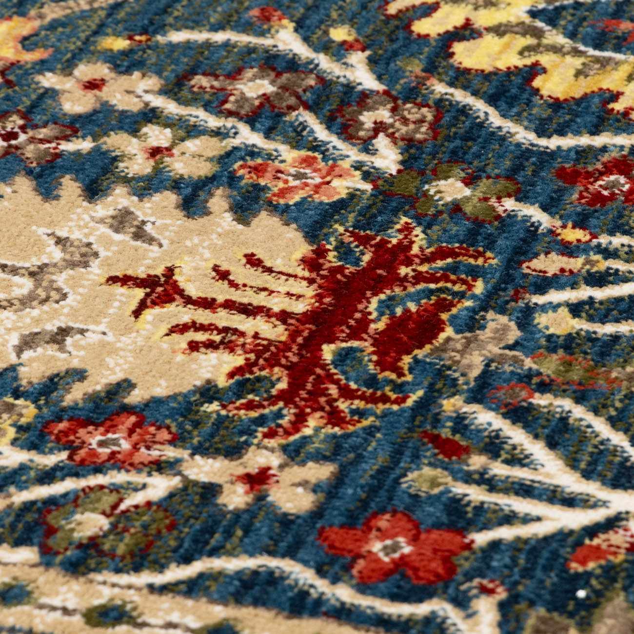 Brio Area Rug  Navy Blue Damask, Machine Woven Polypropylene