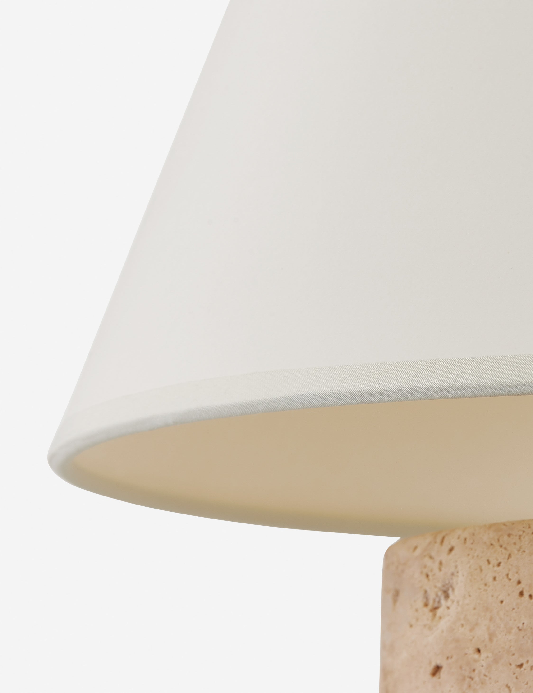 Bela Table Lamp | Textured Travertine Base, Brass Accents