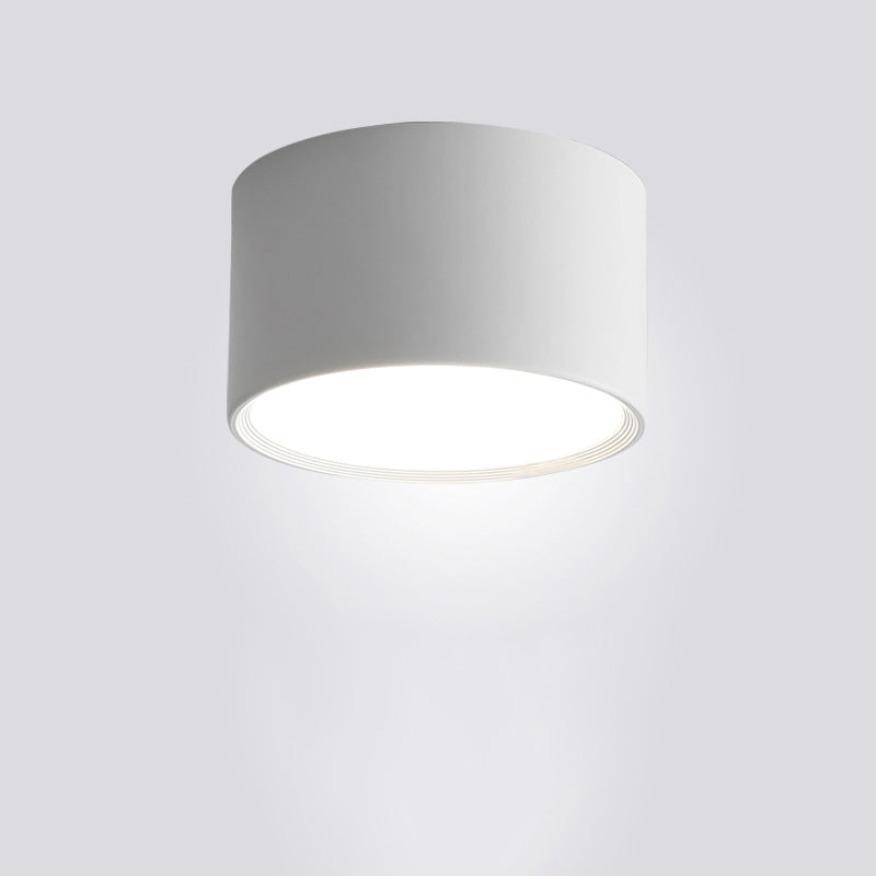 Contemporary Minimalist Cylinder LED Flush Mount Ceiling Light in Aluminum and Acrylic for Hallways