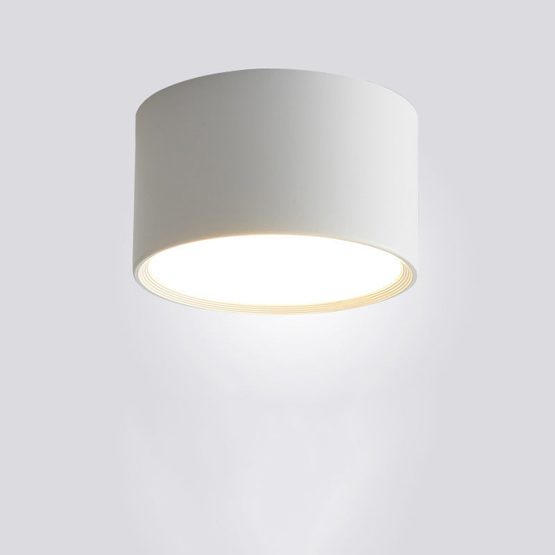 Contemporary Minimalist Cylinder LED Flush Mount Ceiling Light in Aluminum and Acrylic for Hallways