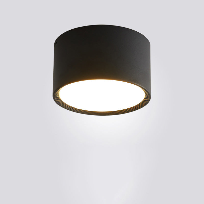 Contemporary Minimalist Cylinder LED Flush Mount Ceiling Light in Aluminum and Acrylic for Hallways