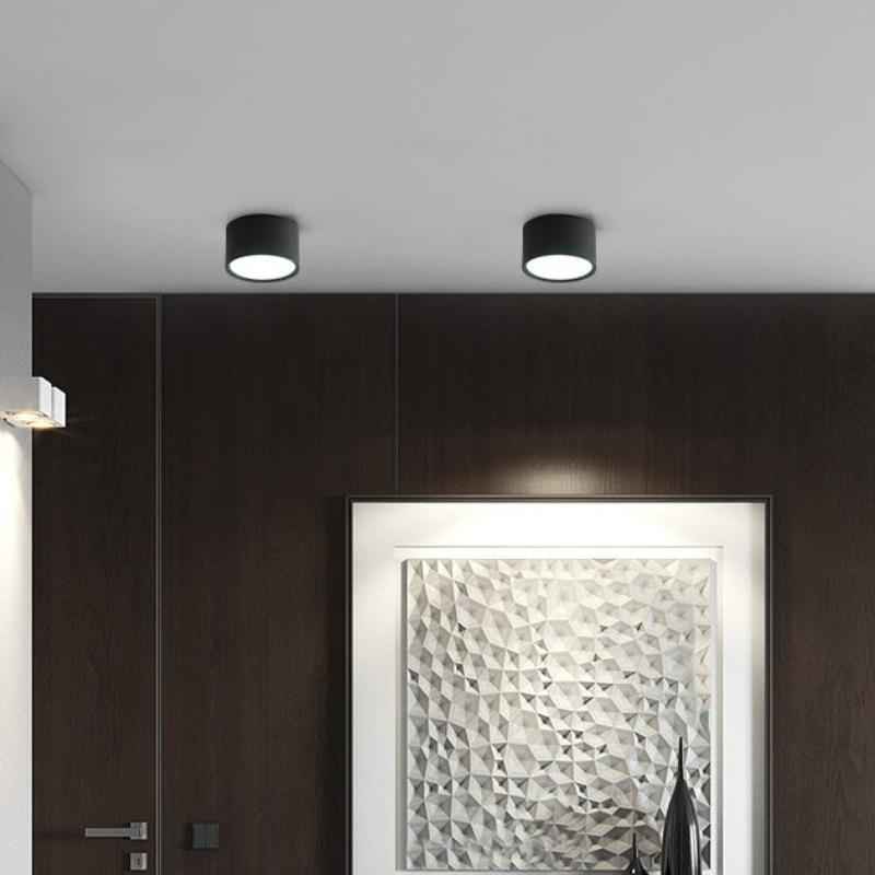 Contemporary Minimalist Cylinder LED Flush Mount Ceiling Light in Aluminum and Acrylic for Hallways