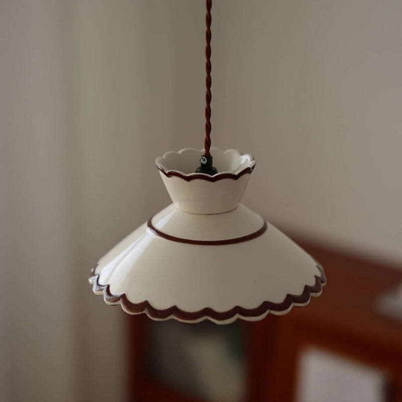 Classic French Ceramic and Iron Cone Pendant Light - 1-Light Fixture for Bedroom and Living Room - Cendre Home