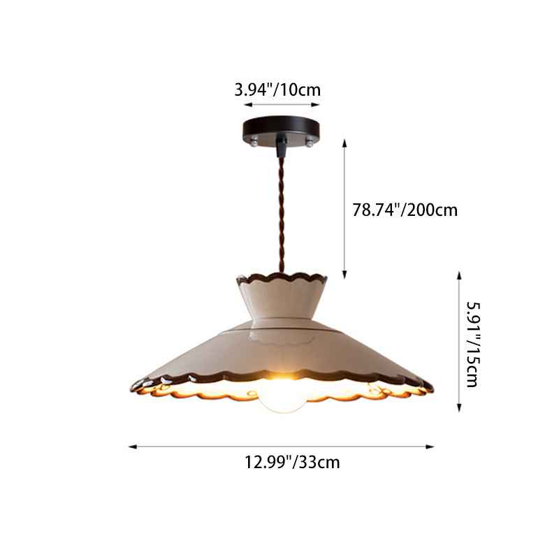 Classic French Ceramic and Iron Cone Pendant Light - 1-Light Fixture for Bedroom and Living Room - Cendre Home