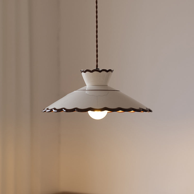 Classic French Ceramic and Iron Cone Pendant Light - 1-Light Fixture for Bedroom and Living Room - Cendre Home