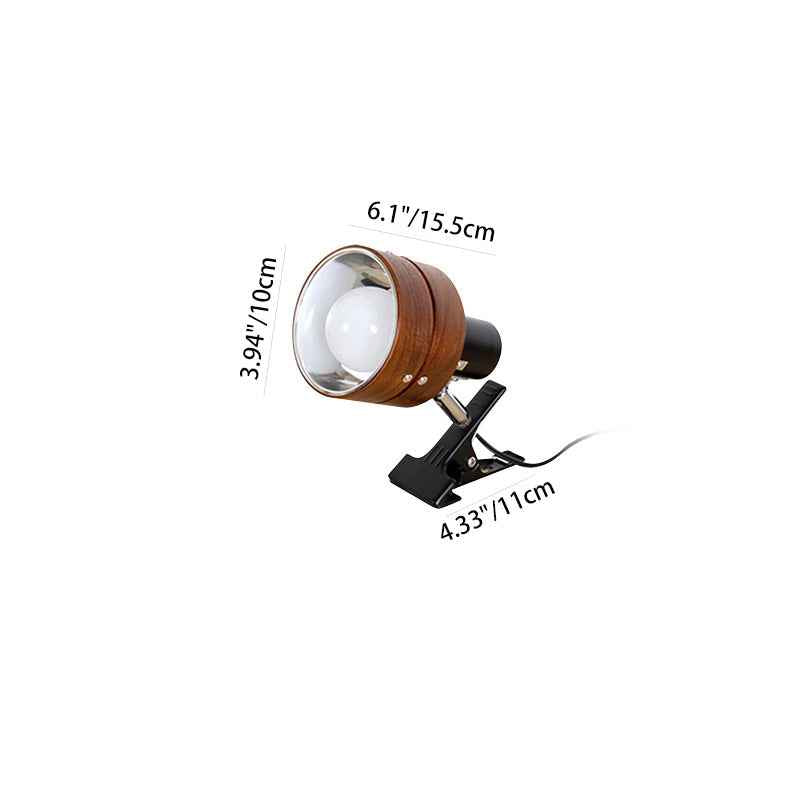 Classic Japanese Round Clip Table Lamp with Wood, Iron, and Acrylic - 1-Light Design for Bedroom