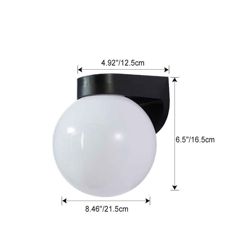 Contemporary Waterproof Orb Wall Sconce Lamp - 1-Light Polycarbonate Acrylic Design for Outdoor Patios