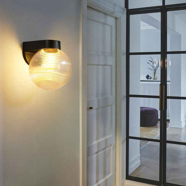 Contemporary Waterproof Orb Wall Sconce Lamp - 1-Light Polycarbonate Acrylic Design for Outdoor Patios